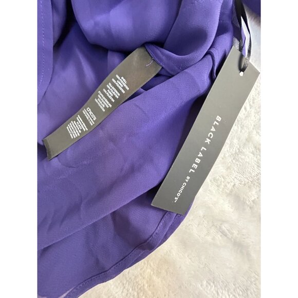 Black Label by Chico's Womens Layered Open Sleeve Woven Blouse Size 2 Purple New - Picture 4 of 8